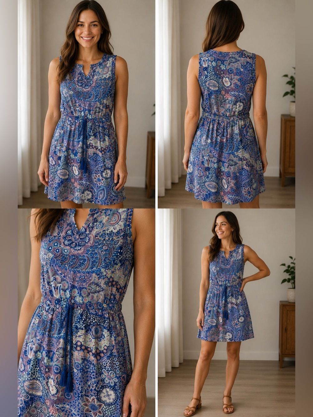 Talbots Bohemian Size Small Petite Sundress Women’s Cotton Blend Paisley